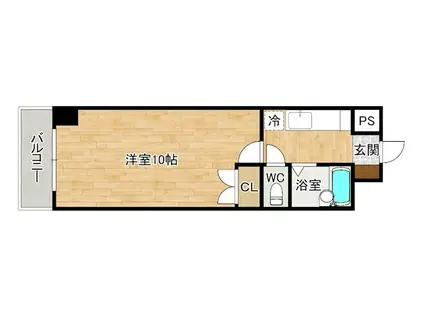 ウインズ竪町(1K/10階)の間取り写真