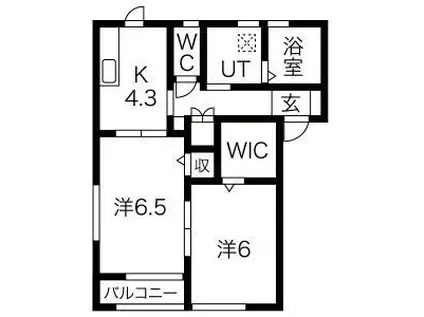 グランディール花泉壱番館(1LDK/1階)の間取り写真