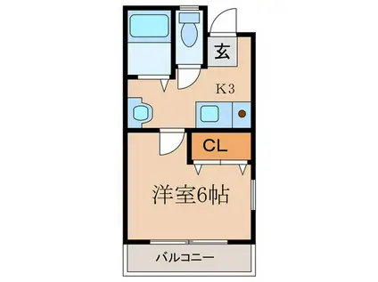 広野町マンション(1K/3階)の間取り写真