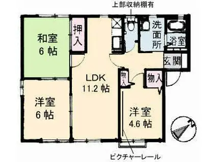 クレールB棟(3LDK/1階)の間取り写真