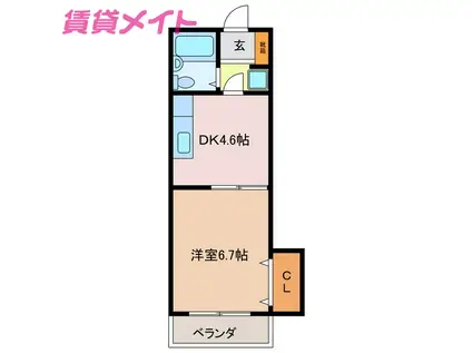 ワールドマンション(1DK/2階)の間取り写真