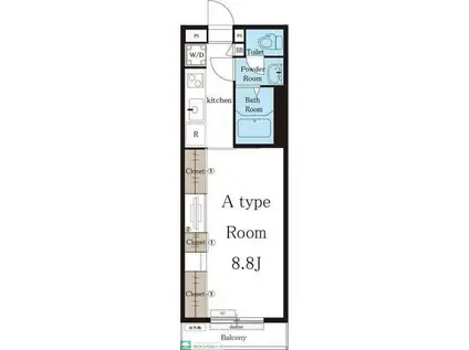 リブリ・中小田井(1K/2階)の間取り写真