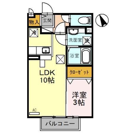 ツインパインズ(1LDK/1階)の間取り写真