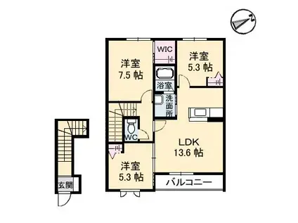 ブランドールユー B棟(3LDK/2階)の間取り写真