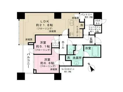 三田ガーデンヒルズ ウエストヒル(2LDK/5階)の間取り写真