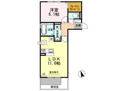 ホワイト バード II(1LDK/1階)の間取り写真