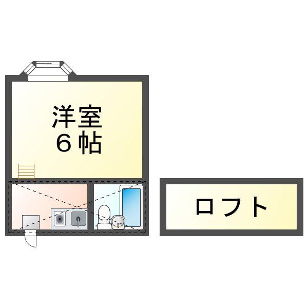 ラピート山手(1K/2階)の間取り写真