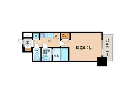 プレサンス扇町駅前(1K/10階)の間取り写真