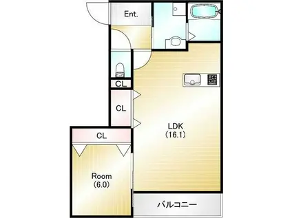 ヴィアラクティア宝塚(1LDK/1階)の間取り写真