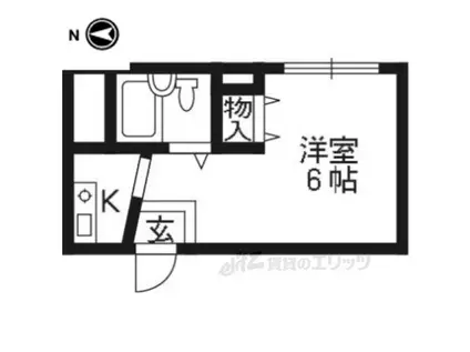 上賀茂松柏(1K/3階)の間取り写真