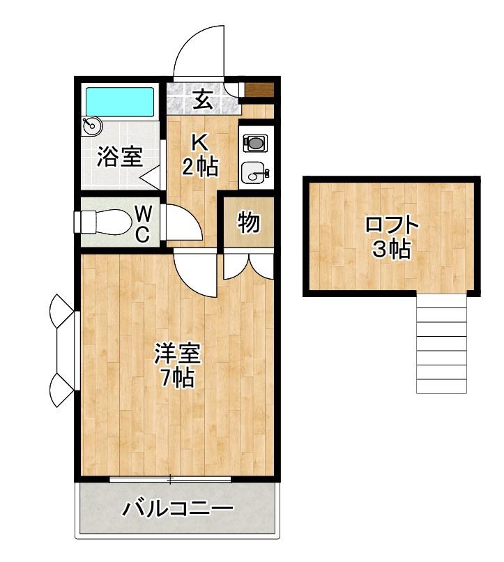 レオパレス21片野新町A(1K/2階)の間取り写真