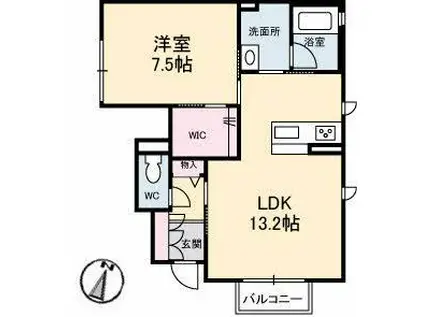 クラ―ションこまち(1LDK/1階)の間取り写真