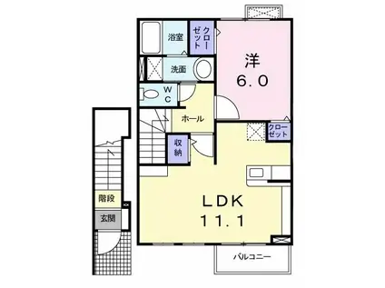 オークパレスII(1LDK/2階)の間取り写真