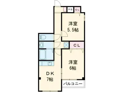 レナジア三郷(2DK/1階)の間取り写真