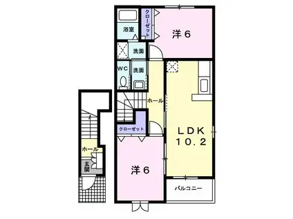 サンシャインII(2LDK/2階)の間取り写真