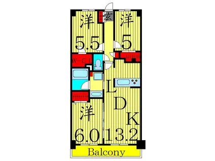 サンパレス綾瀬(3LDK/7階)の間取り写真