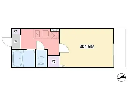 グランパルク(1K/2階)の間取り写真