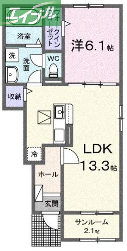 クレール九番館(1LDK/1階)の間取り写真