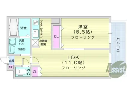 八乙女中央弐番館(1LDK/3階)の間取り写真