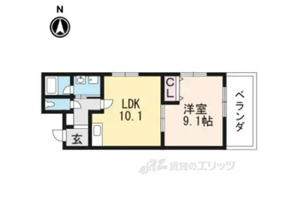 クレアーレ五条大宮(1LDK/1階)の間取り写真