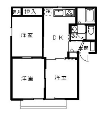 グリーンハイツB(3DK/1階)の間取り写真