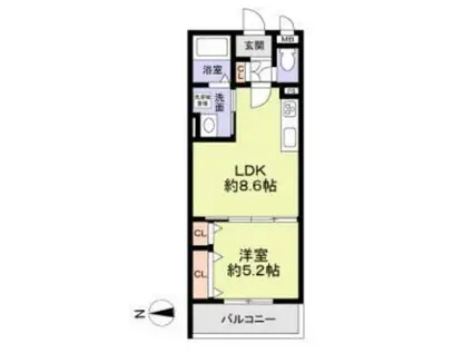 フォレストクリエオーレ金剛(1LDK/3階)の間取り写真