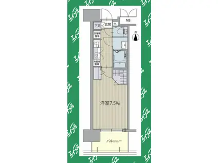 パルティール金山アネックス(1K/4階)の間取り写真