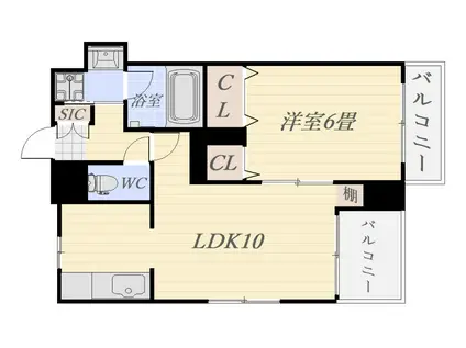 ALGOII(1LDK/6階)の間取り写真