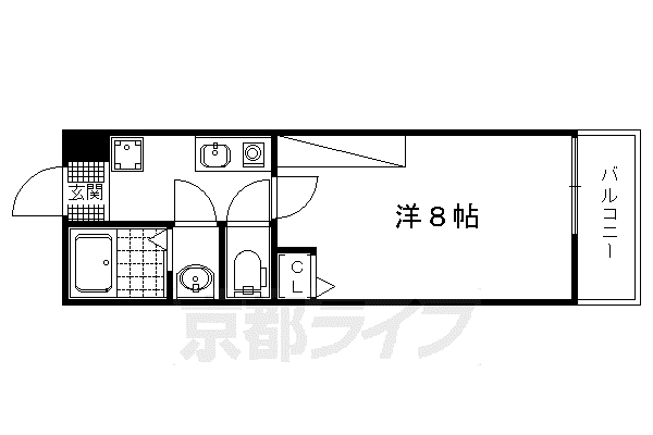 フラッティ丸太町御前(1K/3階)の間取り写真