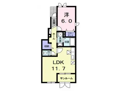 アンヴァレ A(1LDK/1階)の間取り写真