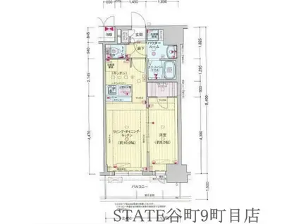 プレサンス大国町ラヴェニール(1LDK/15階)の間取り写真