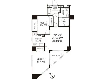 アムフラット蔵前ステーションフロント(2LDK/6階)の間取り写真