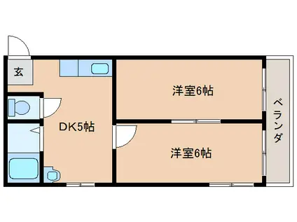 パレシャルム郡山(2DK/2階)の間取り写真