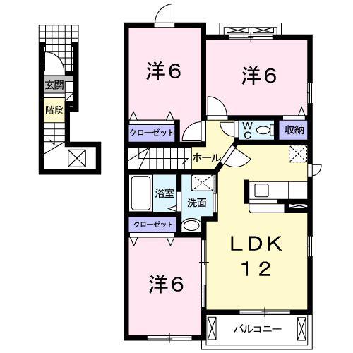 ベッラカーサ(3LDK/2階)の間取り写真