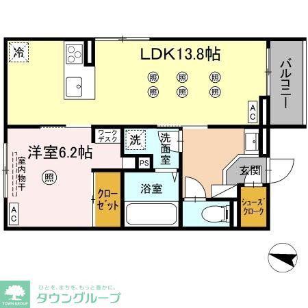 プランドゥブレ西新(1LDK/3階)の間取り写真