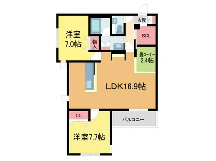 MAISON DE YUZU(2SLDK/3階)の間取り写真
