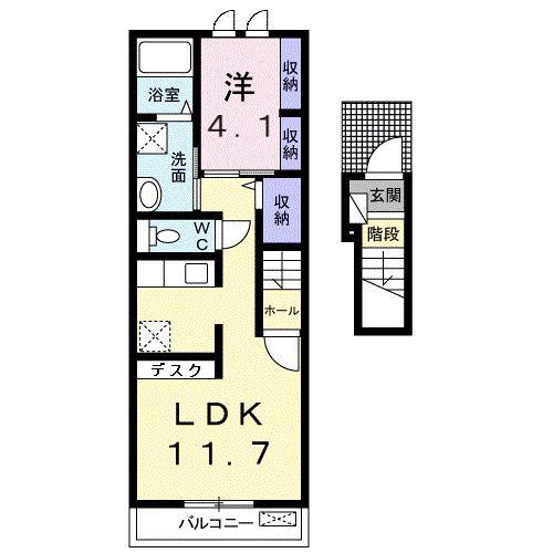 リヴェール松江(1LDK/2階)の間取り写真