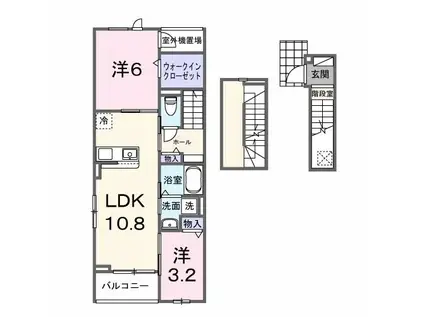 クレッシェンド石ヶ瀬(2LDK/3階)の間取り写真