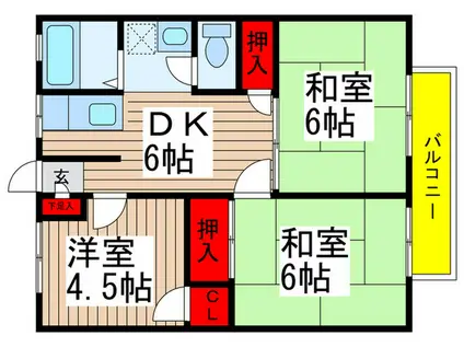 ウイングハイム(3DK/2階)の間取り写真