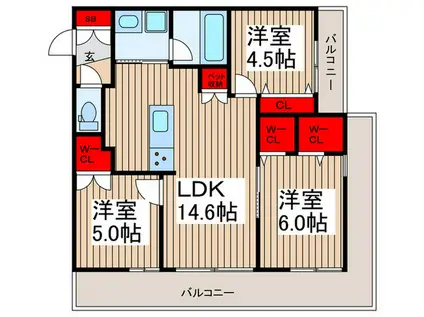 MAYFAIR(3LDK/3階)の間取り写真