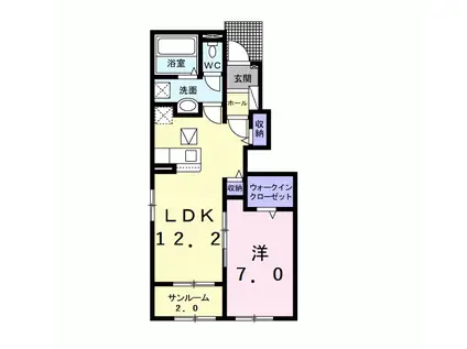 イマージュ デ ポワール(1LDK/1階)の間取り写真