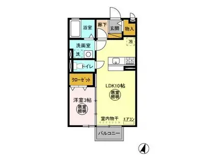 ROYALPARKHIMEKOABC(1LDK/2階)の間取り写真