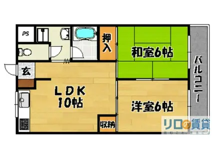 第2あかつきマンション(2LDK/5階)の間取り写真