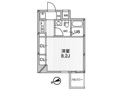 メゾン夕陽ケ丘(1K/8階)の間取り写真