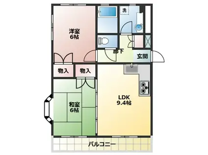 グランドゥール(2LDK/1階)の間取り写真