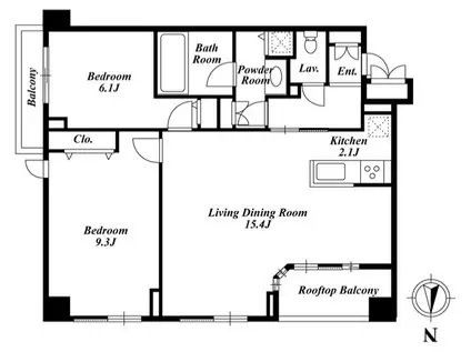 KDXレジデンス半蔵門(2LDK/8階)の間取り写真
