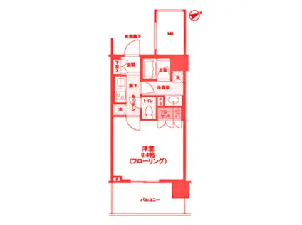 ブランズタワー大船(1K/6階)の間取り写真