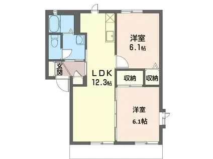 オークスD(2LDK/1階)の間取り写真