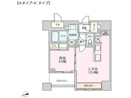 プライマル品川大井町(1LDK/7階)の間取り写真