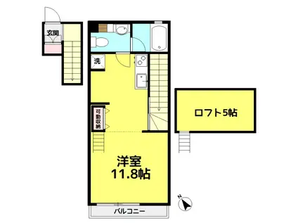 プルクワ(ワンルーム/2階)の間取り写真